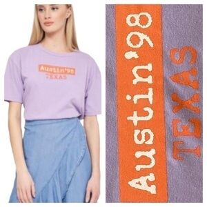 Zara Austin Texas 1998 Lavender Purple Graphic Tee T-shirt
